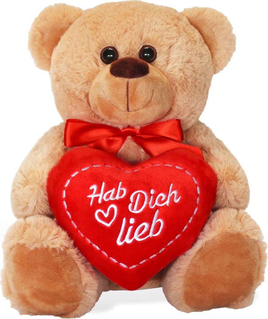 Teddybär mit Herz Hab Dich lieb braun 25 cm Produktbild 