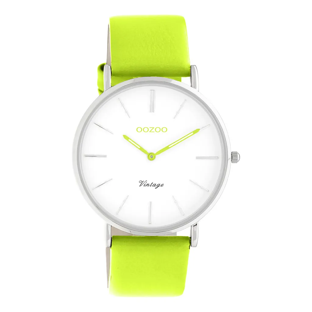 Montre Oozoo vert clair Vintage UOC20276 en cuir pour femme