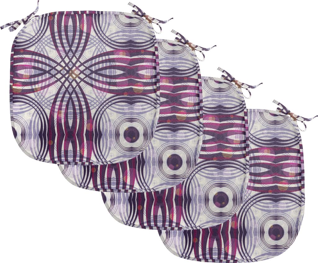 ABAKUHAUS Jahrgang Polster für Esszimmerstühle, Geometrische Streifen Kreis, Dekoratives wasserfestes Kissen mit Riemen für Küchensitze, 40 cm ...
