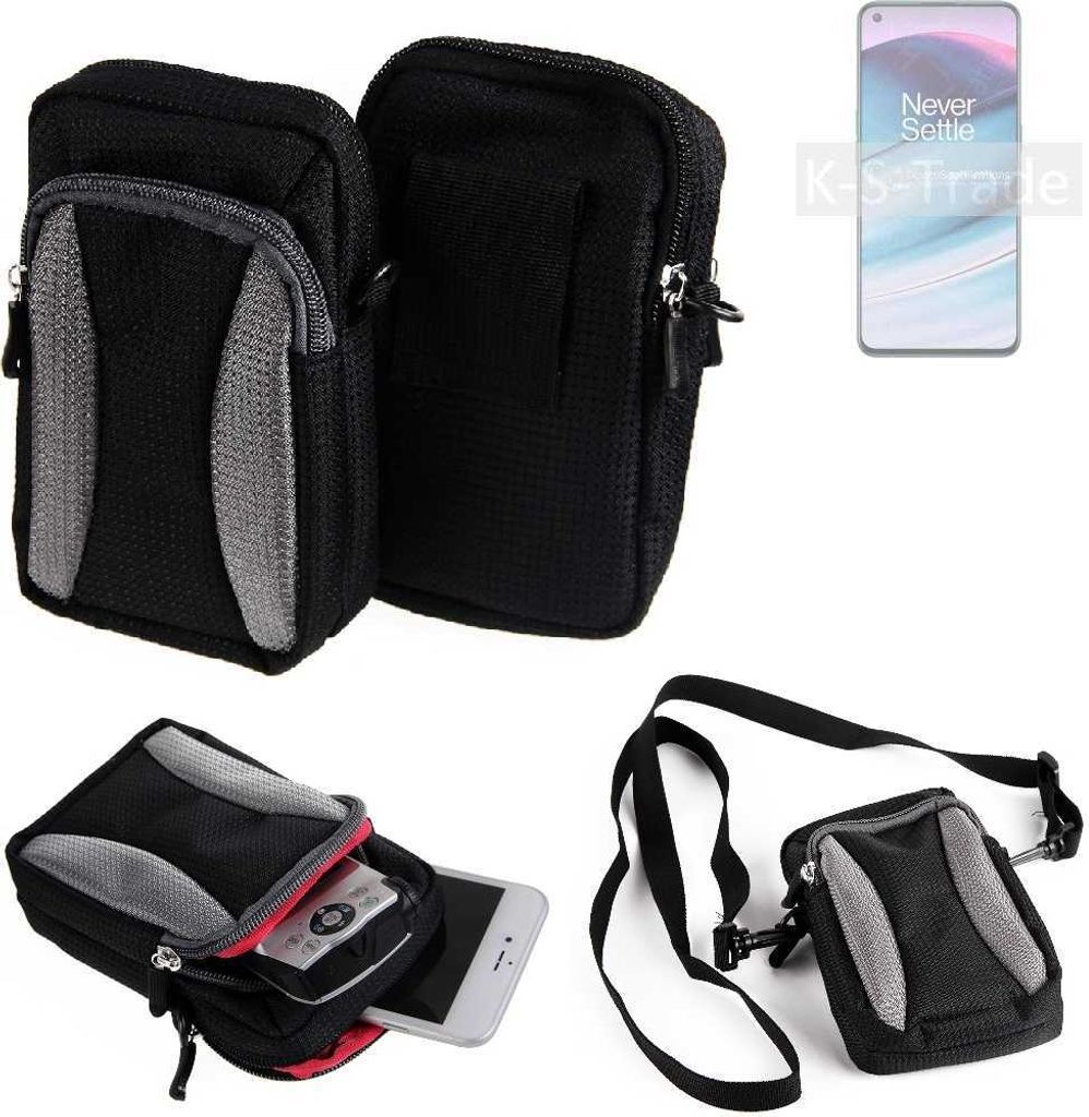 K-S-Trade Holster Schutz Hülle kompatibel mit OnePlus Nord N20 5G Handy Hülle Gürteltasche Umhängetasche mit Zusatzfach schwarz