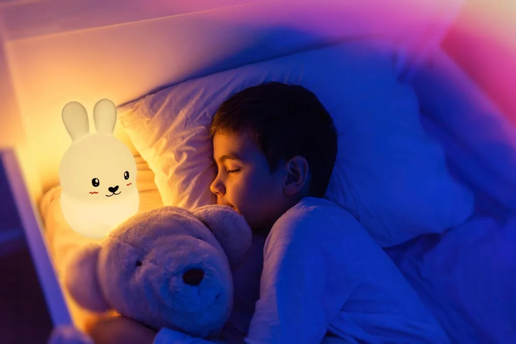 Veilleuse Lapin tactile silicone LED multicolore et rechargeable USB