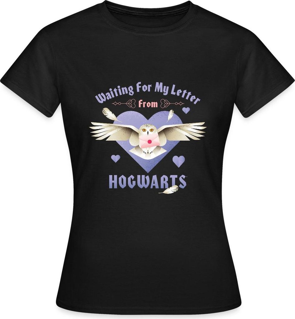 Spreadshirt Harry Potter Hedwig Spruch Brief Aus Hogwarts Frauen T-Shirt, M, Schwarz