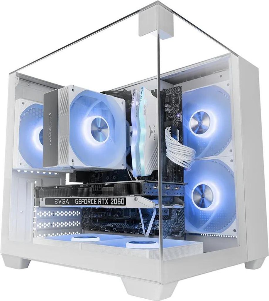 Mars Gaming Mc-visionm Microatx Compact PC-Gehäuse Triple gehärtetes Glas Doppelkammer weiß