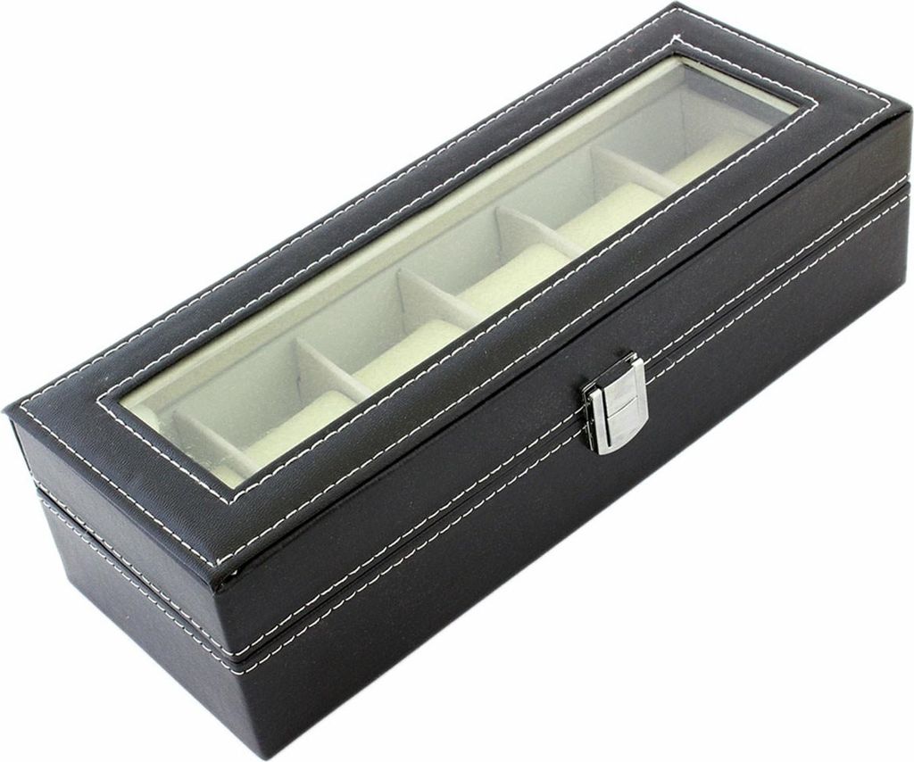 Uhrenbox – Aufbewahrungsbox – Uhrenbox mit 6 Fächern – Schmuckschatulle – Truhe – abnehmbare Kissen – Uhrenbox – Leder – Leder –...