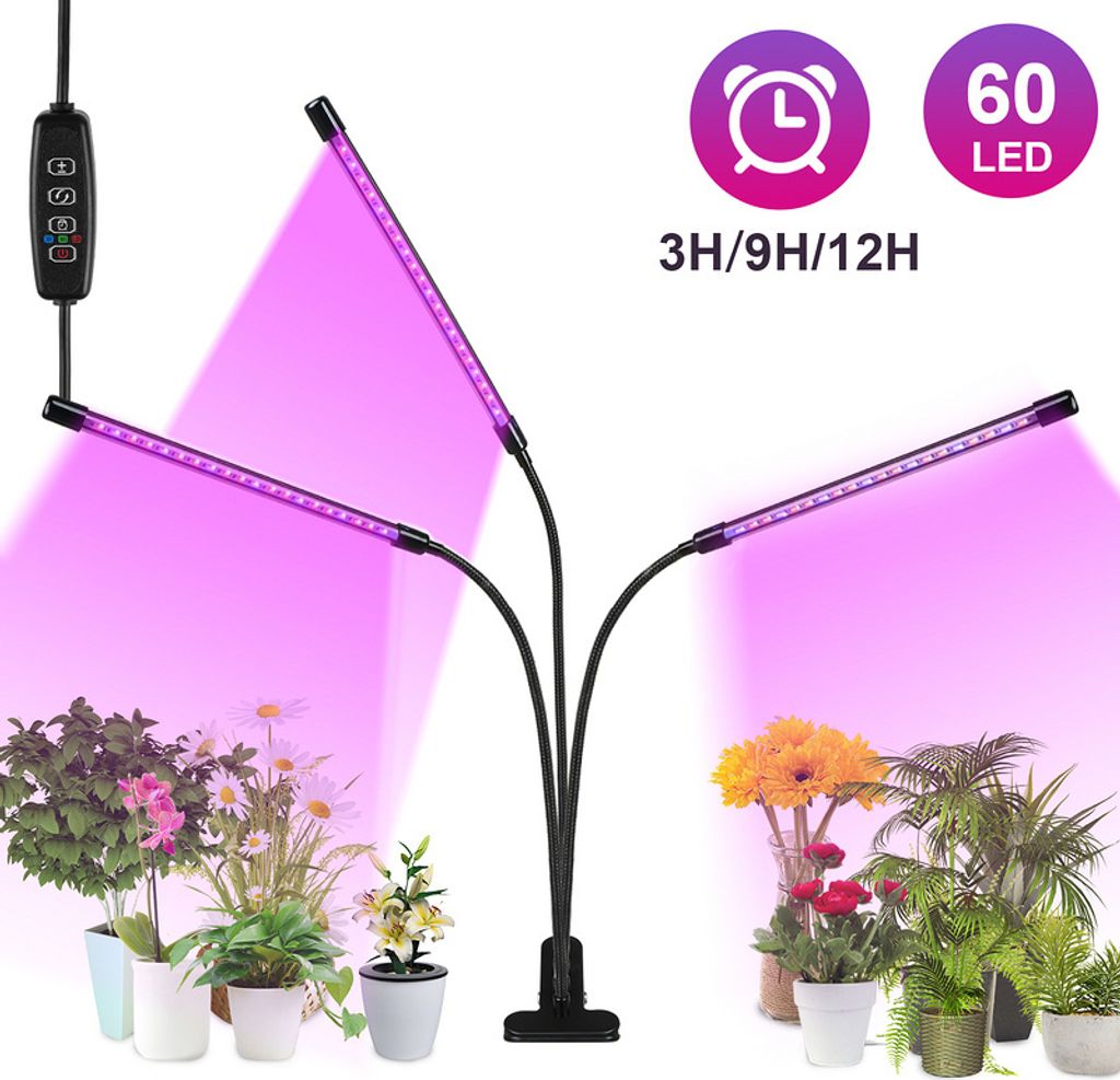 Jopassy Pflanzenlampe Pflanzenleuchte LED Grow Light – automatischer Timer 3–9–12 Stunden,30 W