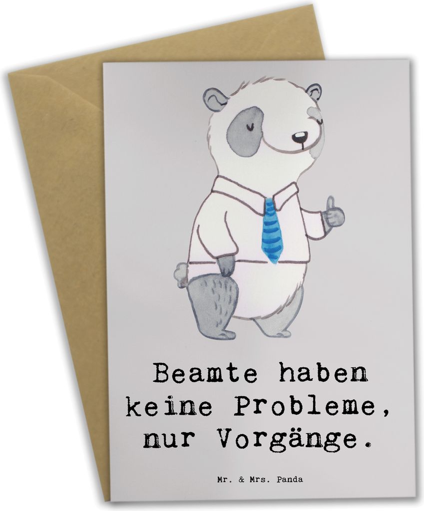 Mr. & Mrs. Panda Grußkarte Beamter ohne Probleme - Grau Produktbild 
