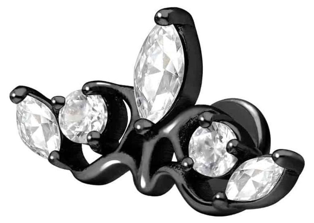 Ohrpiercing, Nasenpiercing Titan Labret mit Innengewinde GOTISCHE KRONE Schwarz Stablänge: 5mm | Stabstärke: 1,2mm