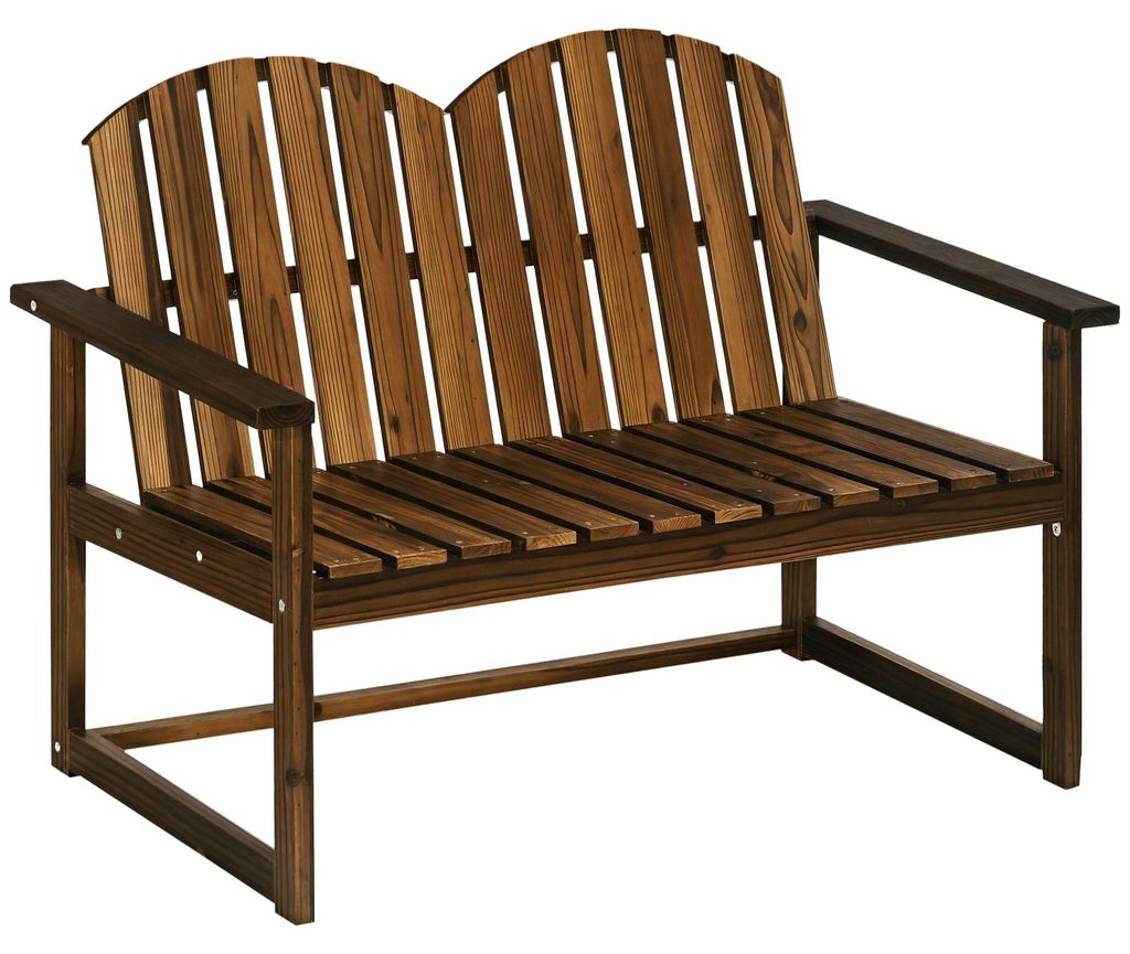 Gartenbank 2-Sitzer Tannenholz karbonisiert, 114x63x86 cm, Verkohlt, Latten-Design, wetterfest, belastbar 240 kg