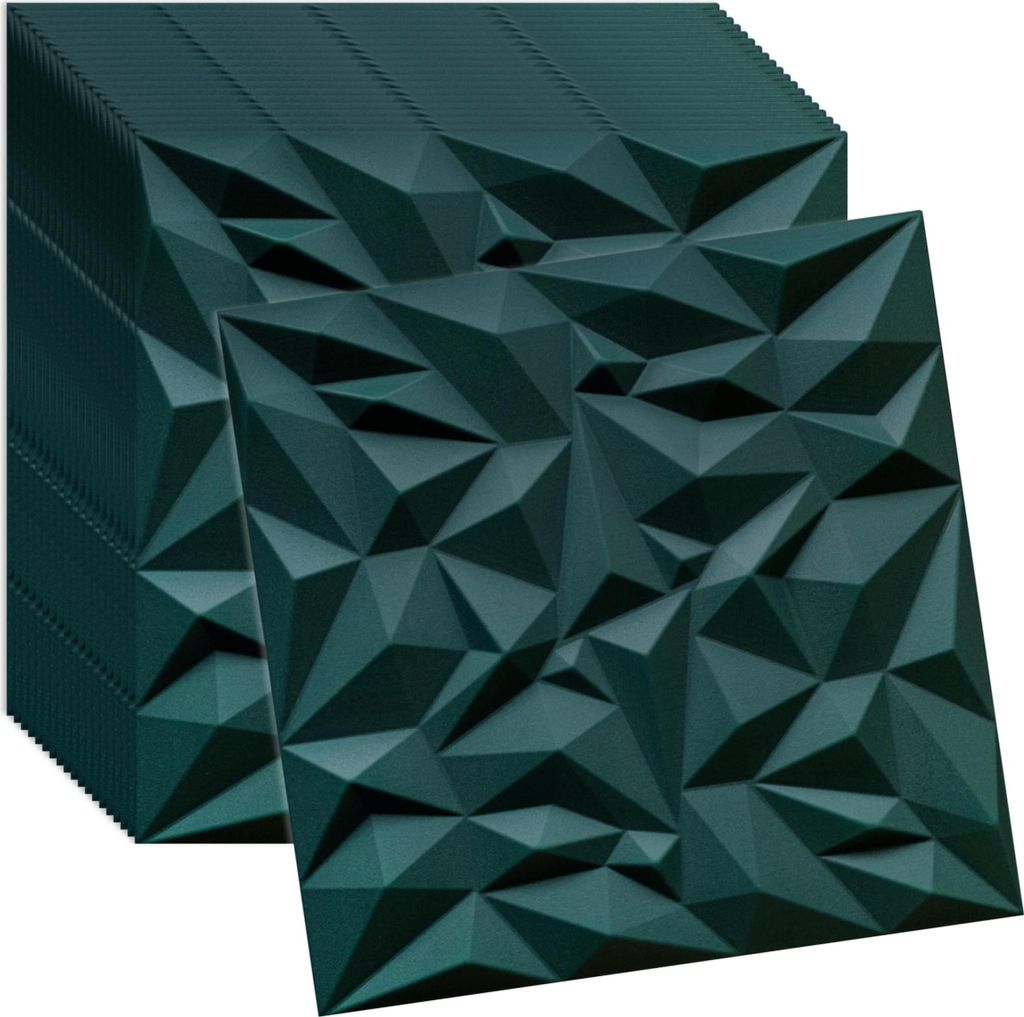 Verdico | Wandpaneel 50x50 - Butelkowagrün - 3D Design - 20 Stück - Hochwertige Dekoration, Wand- & Deckenverkleidung