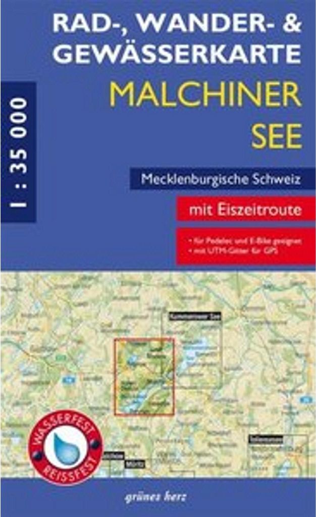 Rad-, Wander- und Gewässerkarte Malchiner See, Mecklenburgische Schweiz