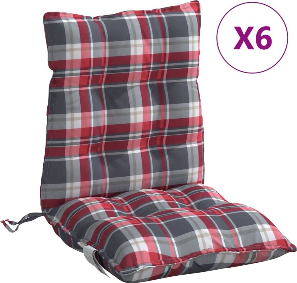 vidaXL Niedriglehner-Auflagen 6 Stk. Rot Karomuster Oxford-Gewebe
