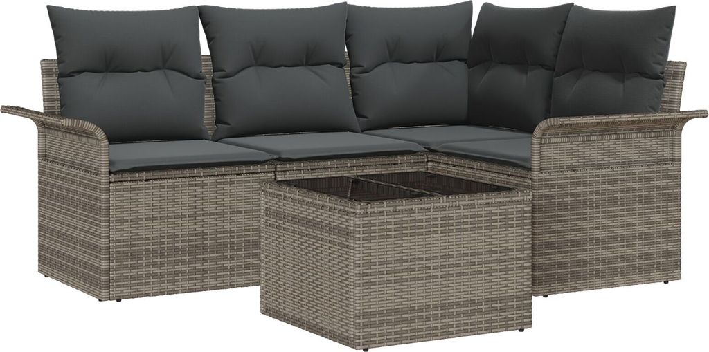 Möbel 4-teiliges Garten-Sofa-Set mit Kissen aus schwarzem Poly-Rattan - Gartensofas 3345349