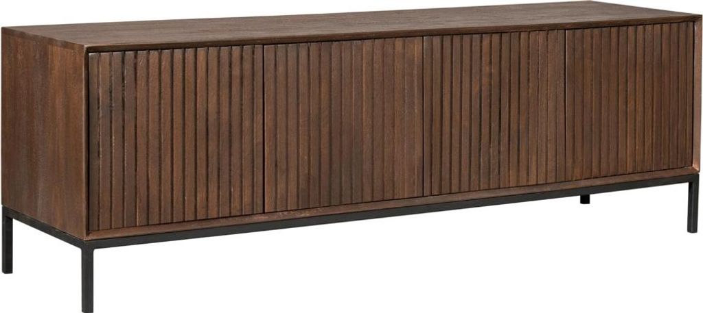TV-Möbel Dimora Mangoholz Massiv Braun / Metall Schwarz, Masse:165 cm X 45 cm