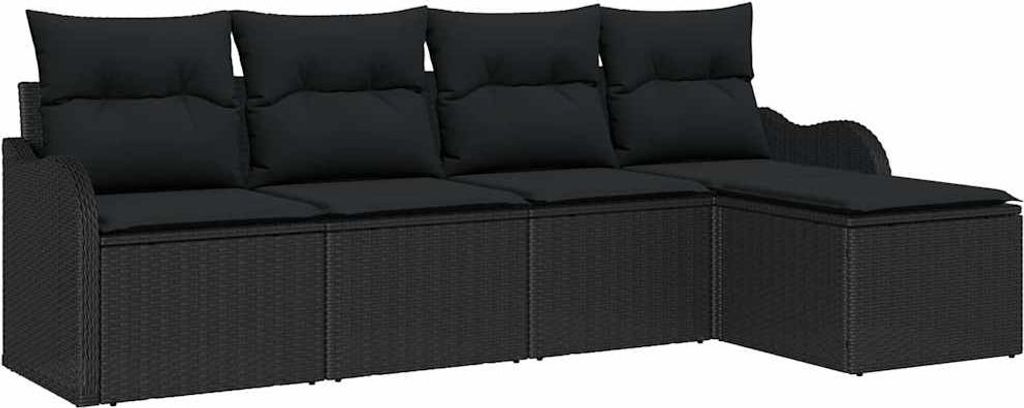 Gartensofa-set Schwarz Poly-Rattan