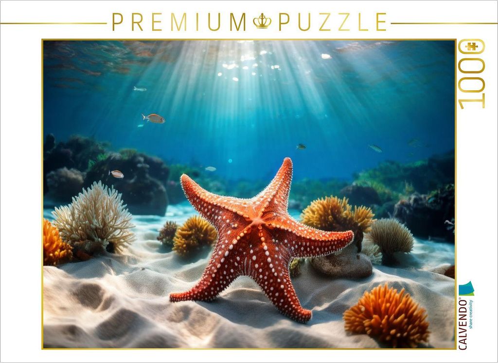 CALVENDO Puzzle Seestern im blauen Meer | 1000 Teile Lege-Größe 64x48cm Foto-Puzzle für glückliche Stunden