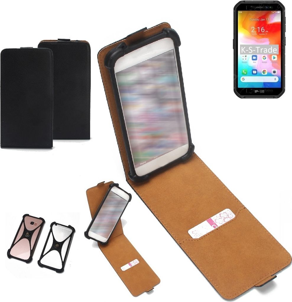 K-S-Trade Handyhülle Schutzhülle kompatibel mit Ulefone Armor X7 Hülle Case Cover Flip Style Bumper schwarz 1x
