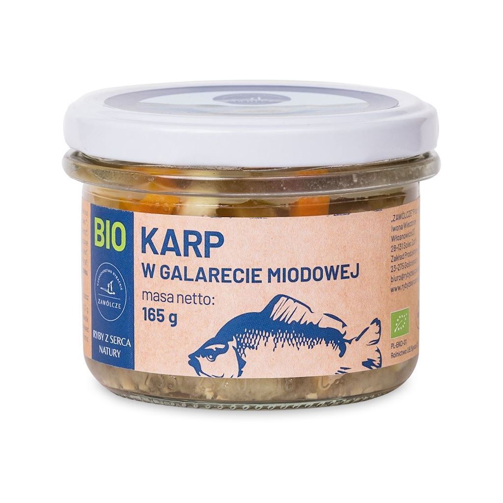 KARP W GALARECIE MIODOWEJ 165 g (SŁOIK) - GOSPODARSTWO RYBACKIE ZAWÓLCZE