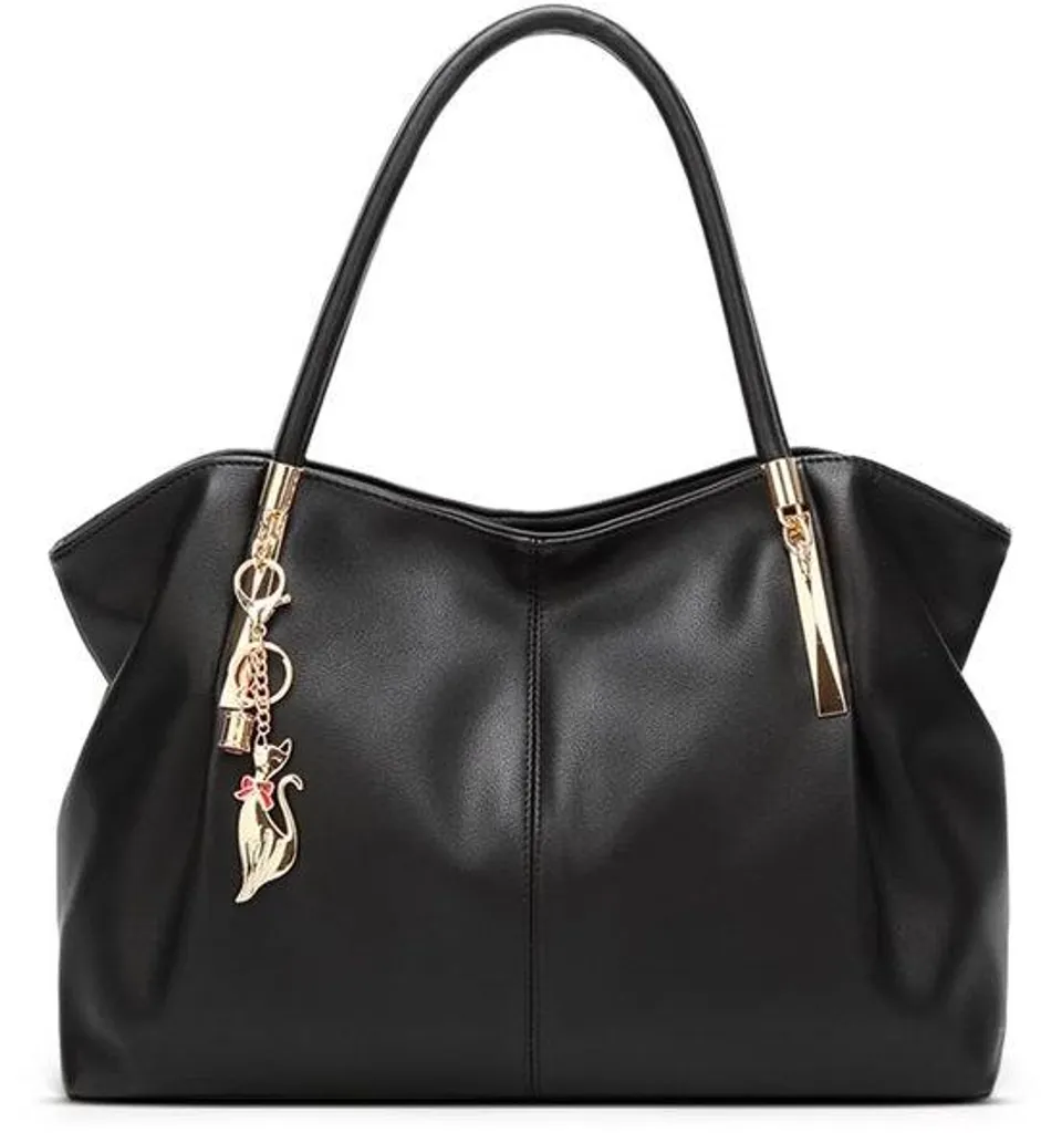 Sac à bandoulière cuir anti-pluie grand format - Confort et sécurité Noir