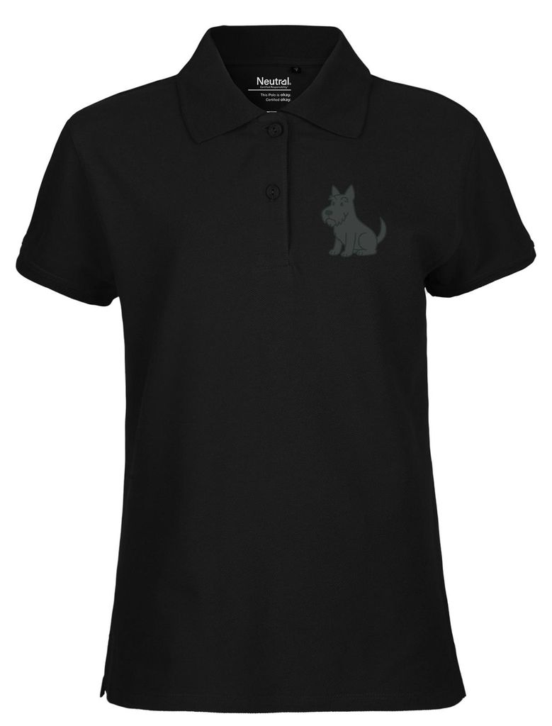 Huuraa Damen Polo Shirt Scottish Terrier Comic Scottie M Black Bio Baumwolle Fairtrade Poloshirt Geschenkidee