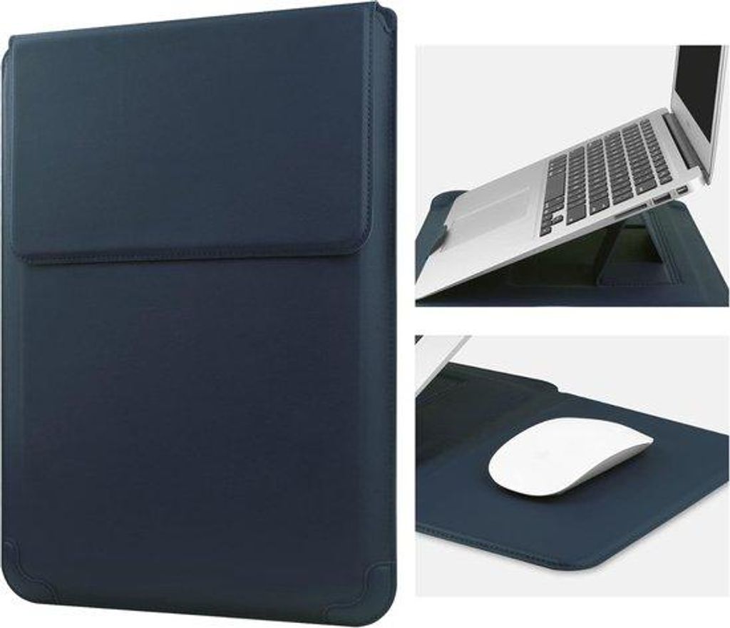 Famanu Laptop-Hülle 13-14 Zoll wasserdicht mit Lederverarbeitung - Schwarz