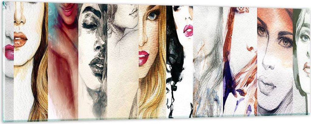 Bilder auf glas - Frauen Schönheit Dame Illustration - 90x30cm - Glasbilder - Wandbilder - Kunstdruck - zum Aufhängen bereit - Wanddekoration aus...