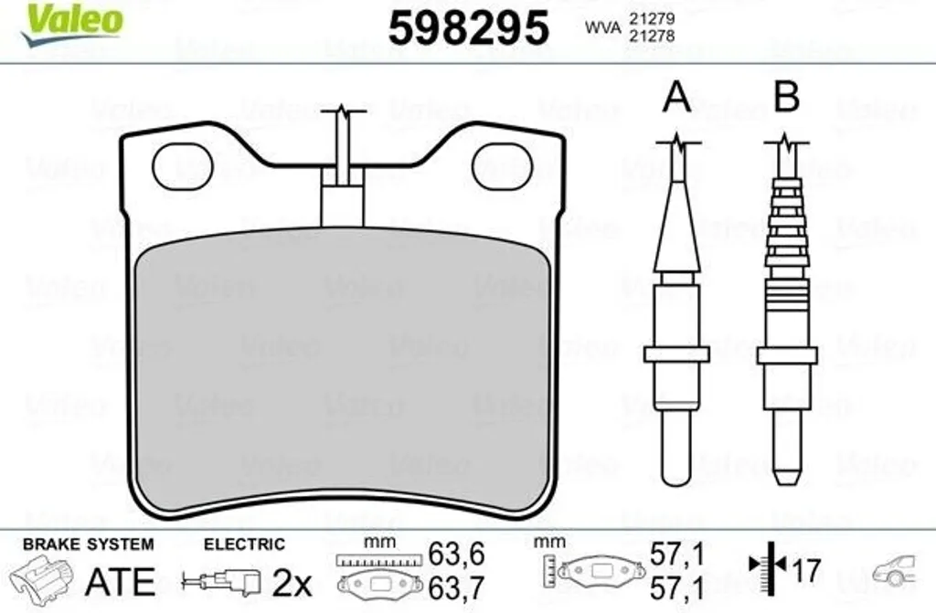 Garnitures de frein arrière pour Peugeot 406 et 607 : Valeo 598295