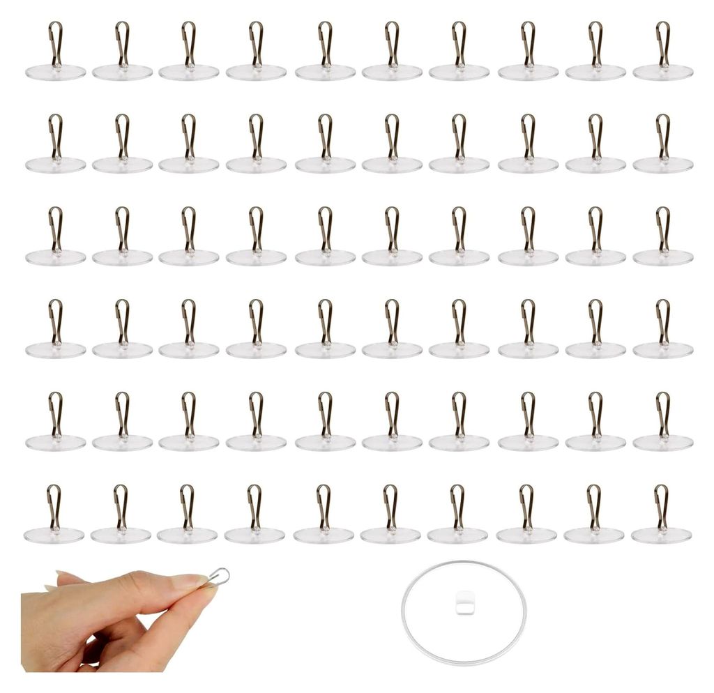 60 Stück Transparente Selbstklebende Deckenhaken, Haken Decke ohne Bohren, Klebehaken Wand für Lichterkette, Party Deko, Küche, Bad, Schlafzimme...