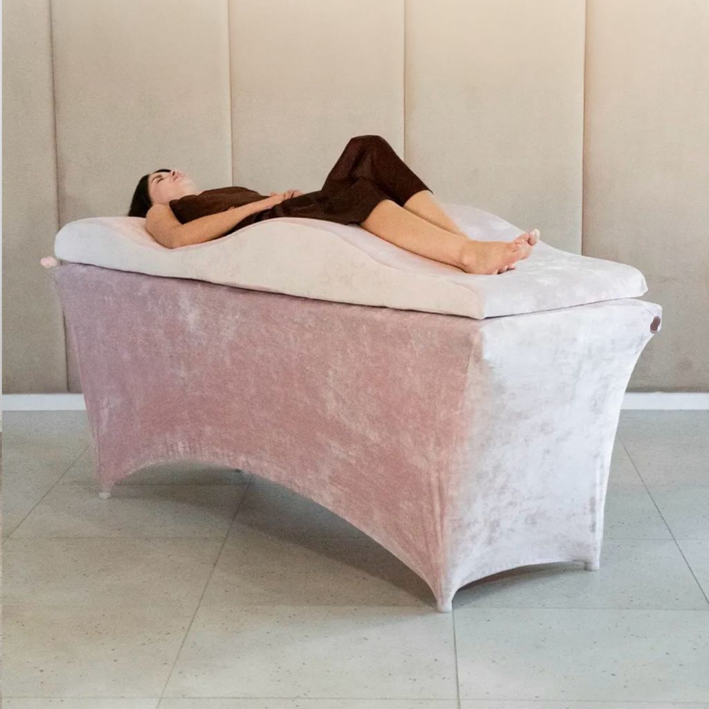 Wellen-Matratzen-Set mit Memory-Schaum und Liegenbezug | Für Wimpernverlängerung & Kosmetik, 180x60 cm, light-pink