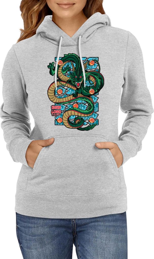 Damen Kapuzenpullover Japan Manga Anime Comics Animation Dragon Anime Manga Ball Dragon Shenglong, Lady L / Grau