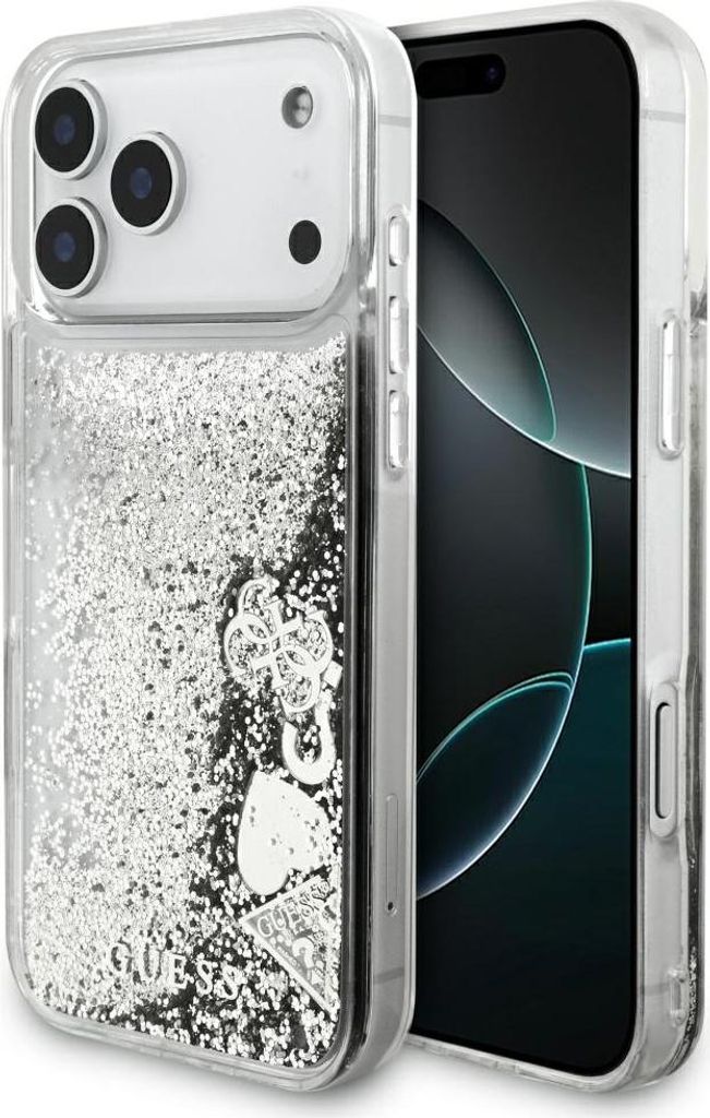 Guess - Liquid Glitter Charms (GUHCP17XGLHFLSI) - iPhone 17 Pro Max - Silver