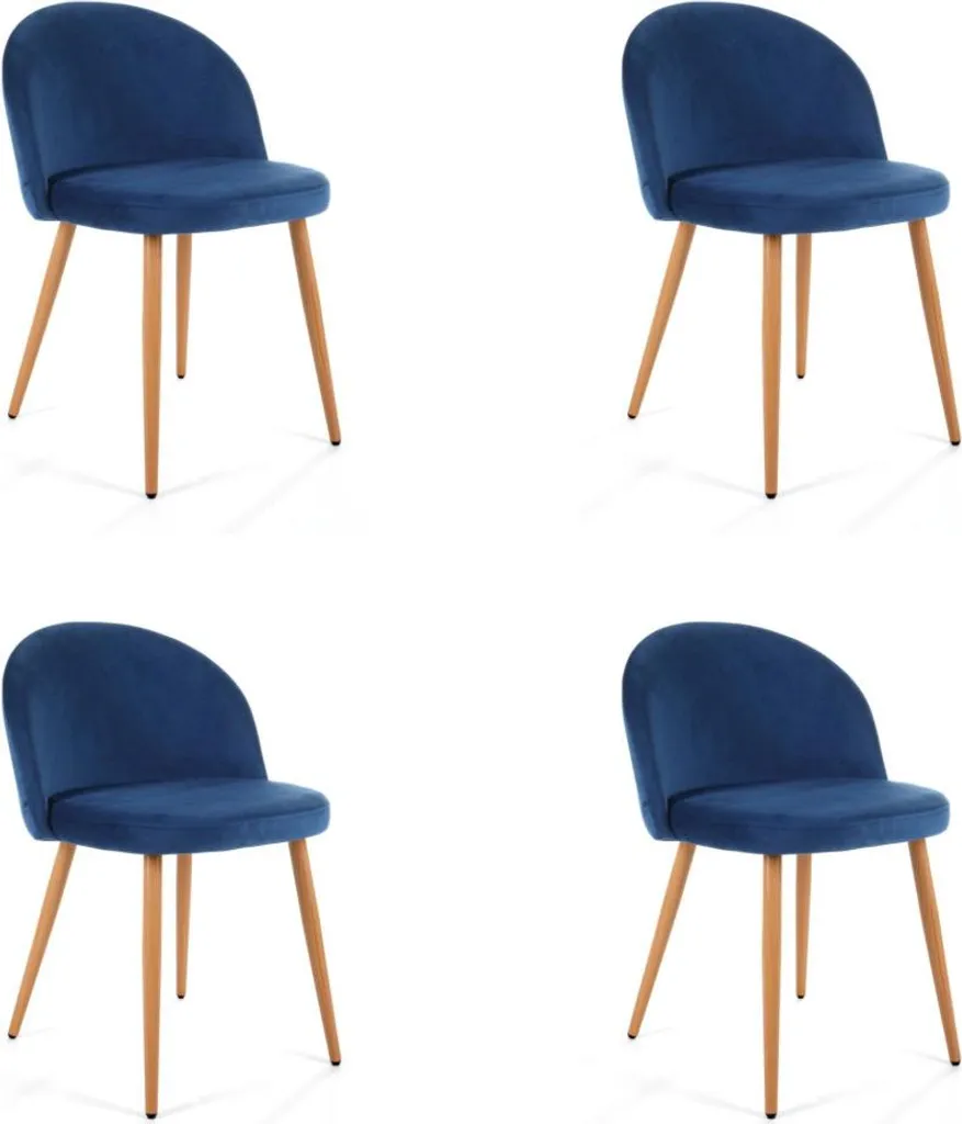 Chaises de salle à manger SAHURA bleu foncé pour 4 personnes en hêtre