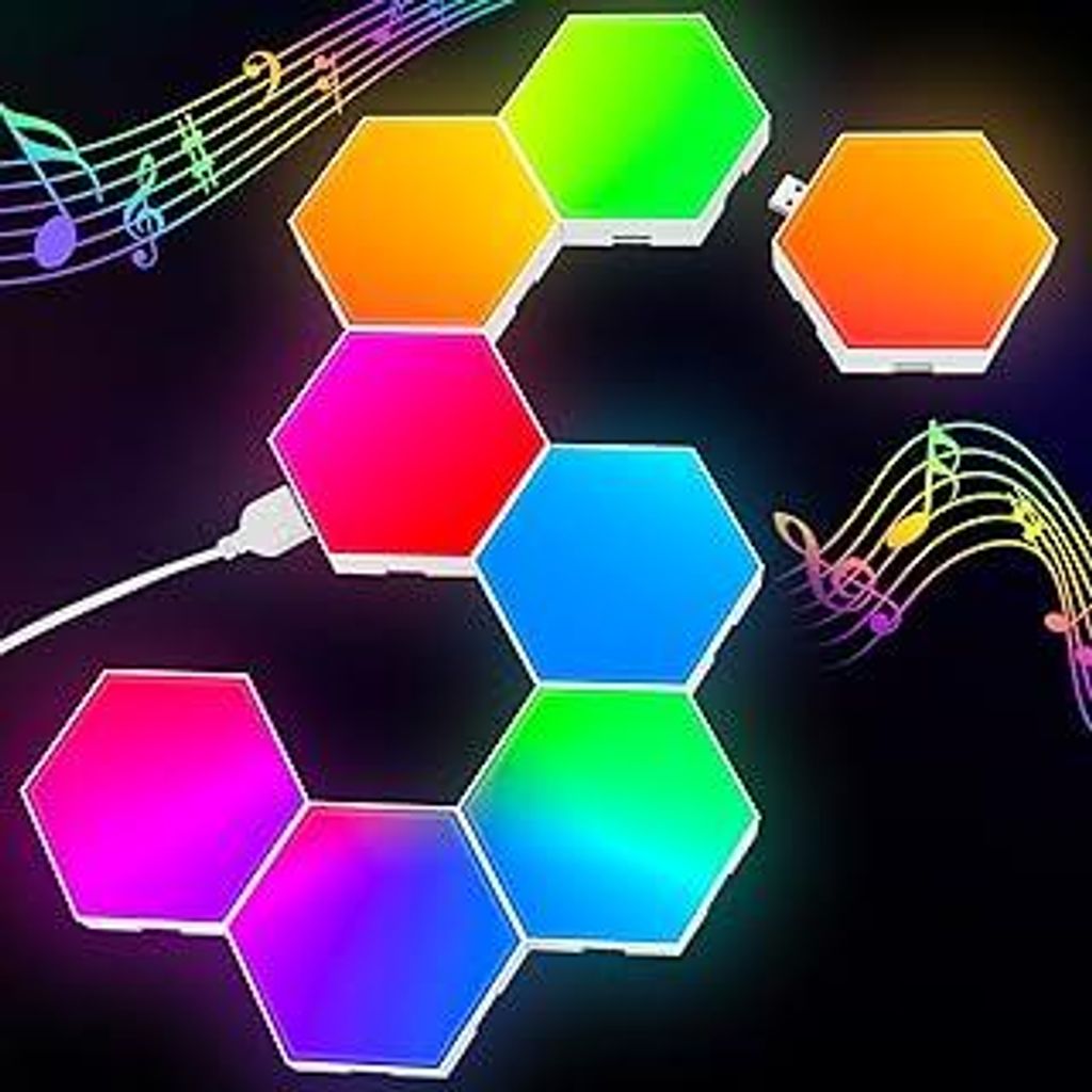 Hexagon LED Panel - RGB Smart Lights Sechseck Wandleuchten Gaming Wand Licht Musik Sync - 8 Pack Lichtpanels Gaming Stimmungslichter Deko
