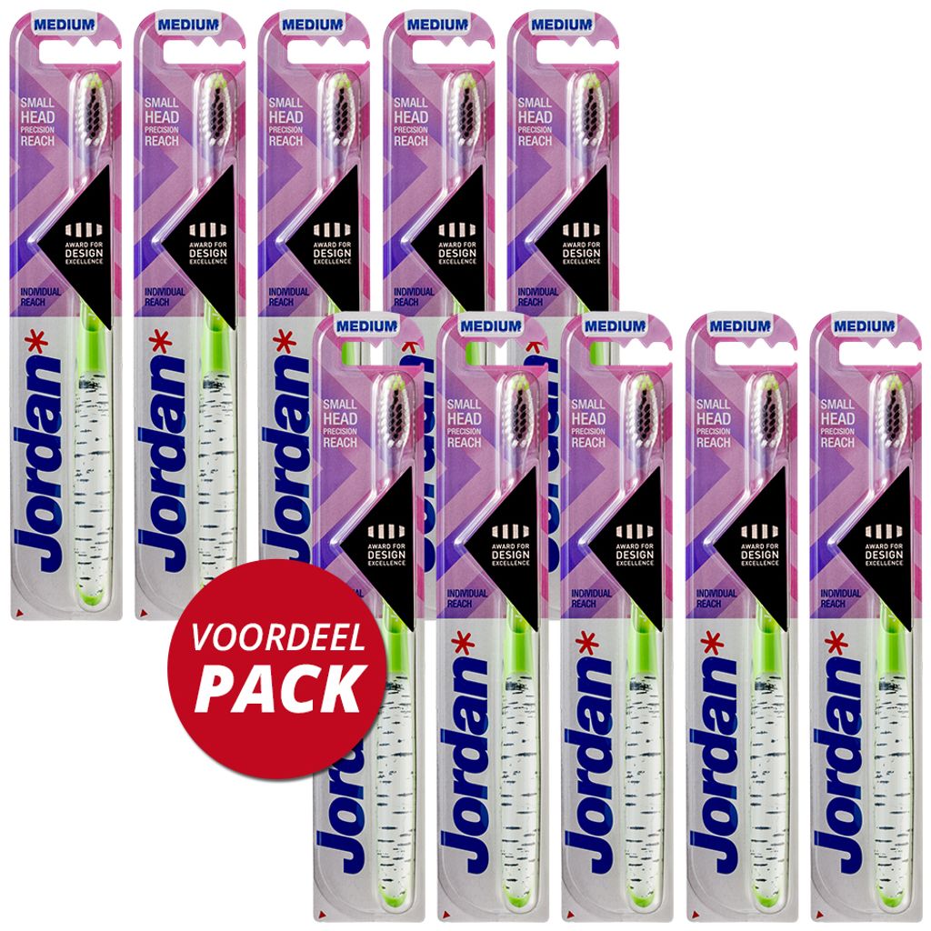 10x Jordan Zahnbürste Individual Reach Medium (1 Stück) Produktbild 