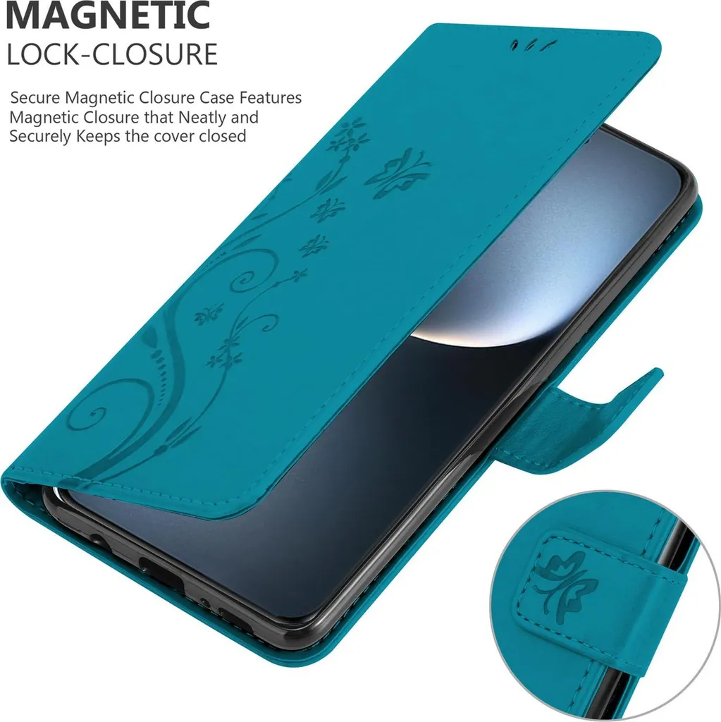 Custodia Libretto Honor Magic 7 Pro Cadorabo Blu Fiori Stand Carte - 4