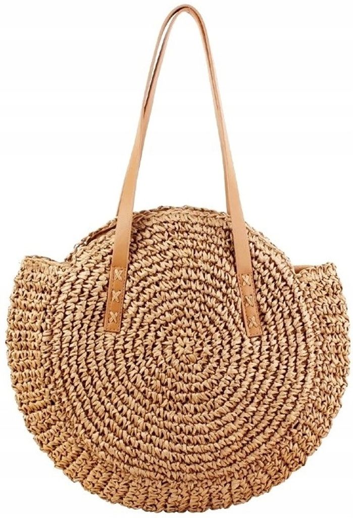 Strandtasche - Eko Strandtasche - Sommerhit - Strohtasche Einkaufen - Elegante Form - Raffiabast Tasche - Praktische Reißverschlusstasche