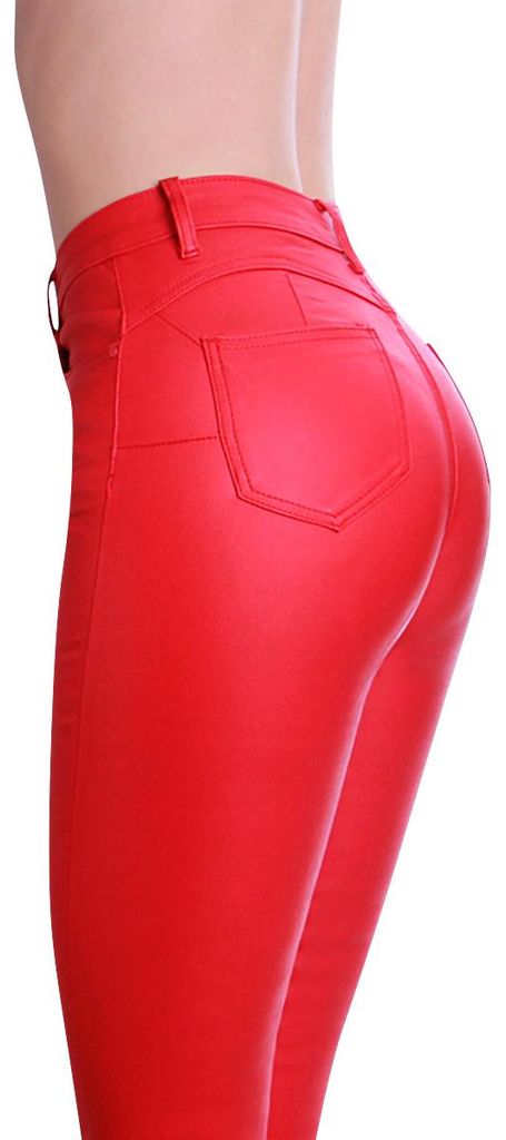 topschuhe24 2354 Damen Skinny Hose Lederoptik High Waist , Produktbild 