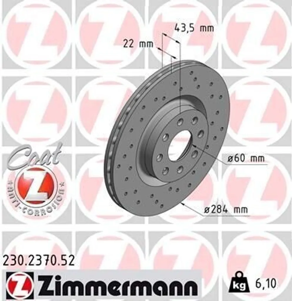 Disque de Frein Zimmermann 230.2370.52 : Stop aux Vibrations Punto D