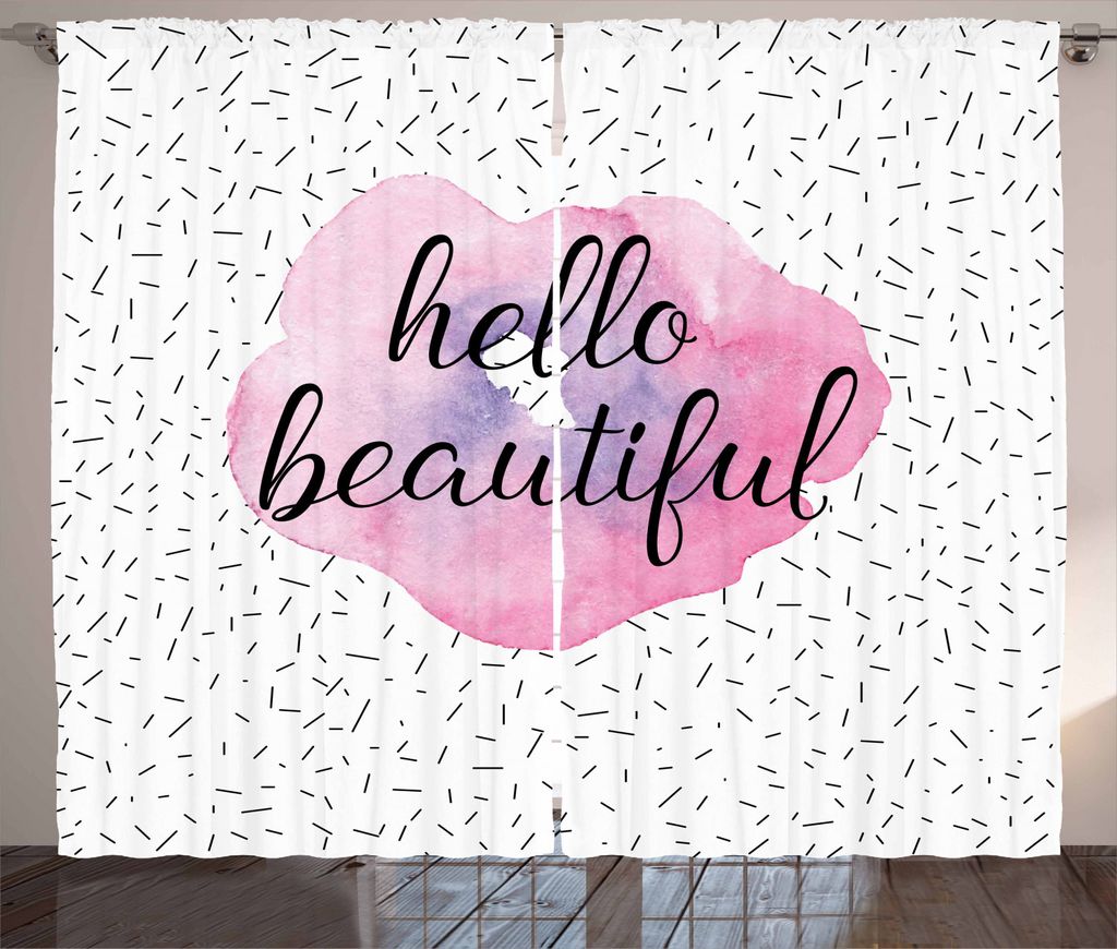 ABAKUHAUS Hallo Rustikaler Gardine, Aquarell Stil Blume, Schlafzimmer Kräuselband Vorhang mit Schlaufen und Haken, 280 x 225 cm, Hellrosa Lavendel...