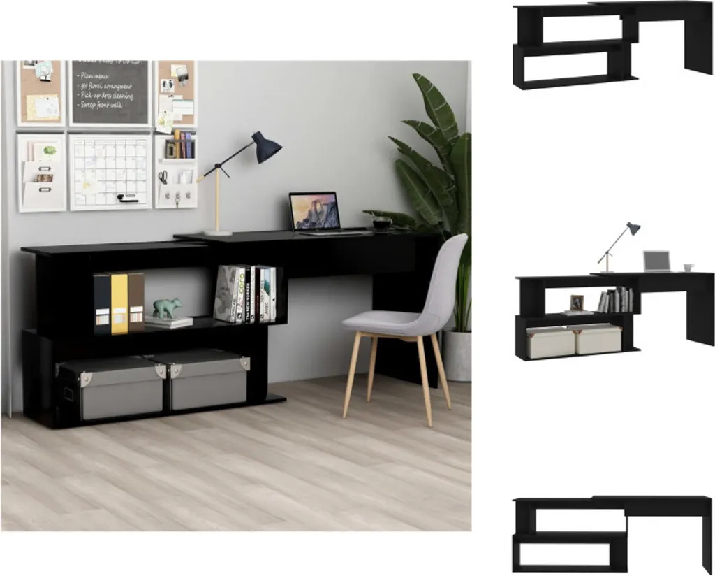 Scrivania Gaming e Studio vidaXL 200x50 cm - Nera Angolare Rotante