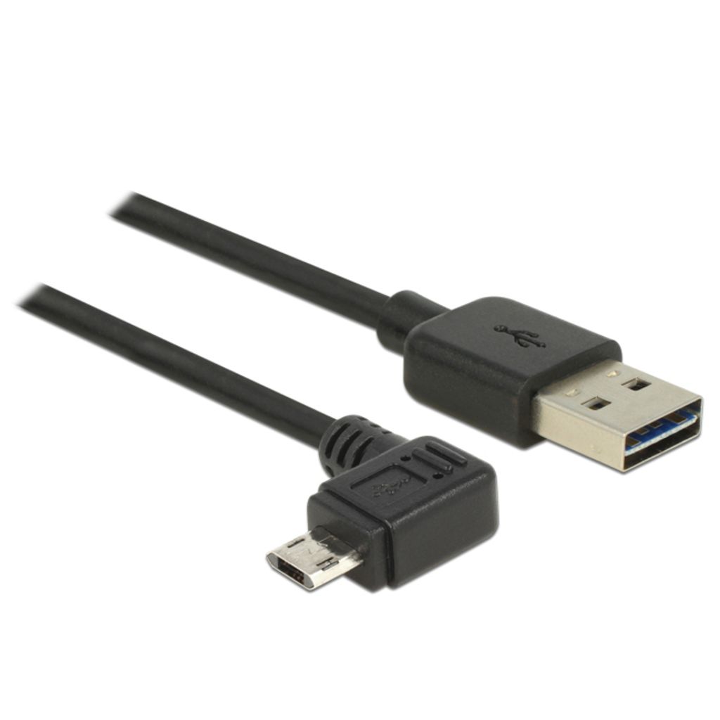 Kabel EASY-USB 2.0 Typ-A Stecker > EASY-USB 2.0 Typ Micro-B Stecker gewinkelt links / rechts 0,5 m schwarz Delock