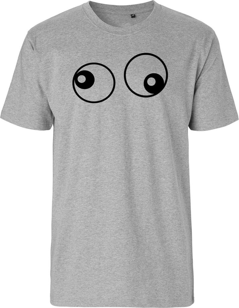 Huuraa Herren T-Shirt Freaky Eyes XL Sport Grey Bio Baumwolle Fairtrade Herrenshirt Geschenkidee