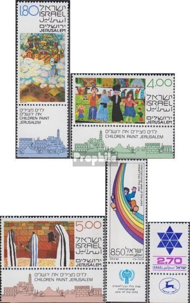 Briefmarken Israel 1979 Mi 808-810,811,812 mit Tab (kompl.Ausg.) postfrisch Kinder malen
