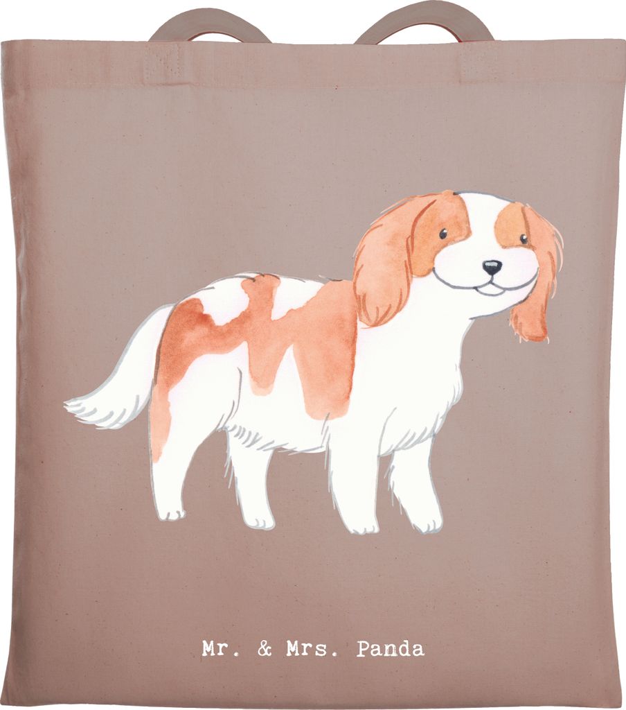 Mr. & Mrs. Panda Tote Bag Cavalier King Charles Spaniel Moment - Braun Pastell - Geschenk, Jutebeutel, Shopping Tasche, Stoffbeutel, Alltagstasche