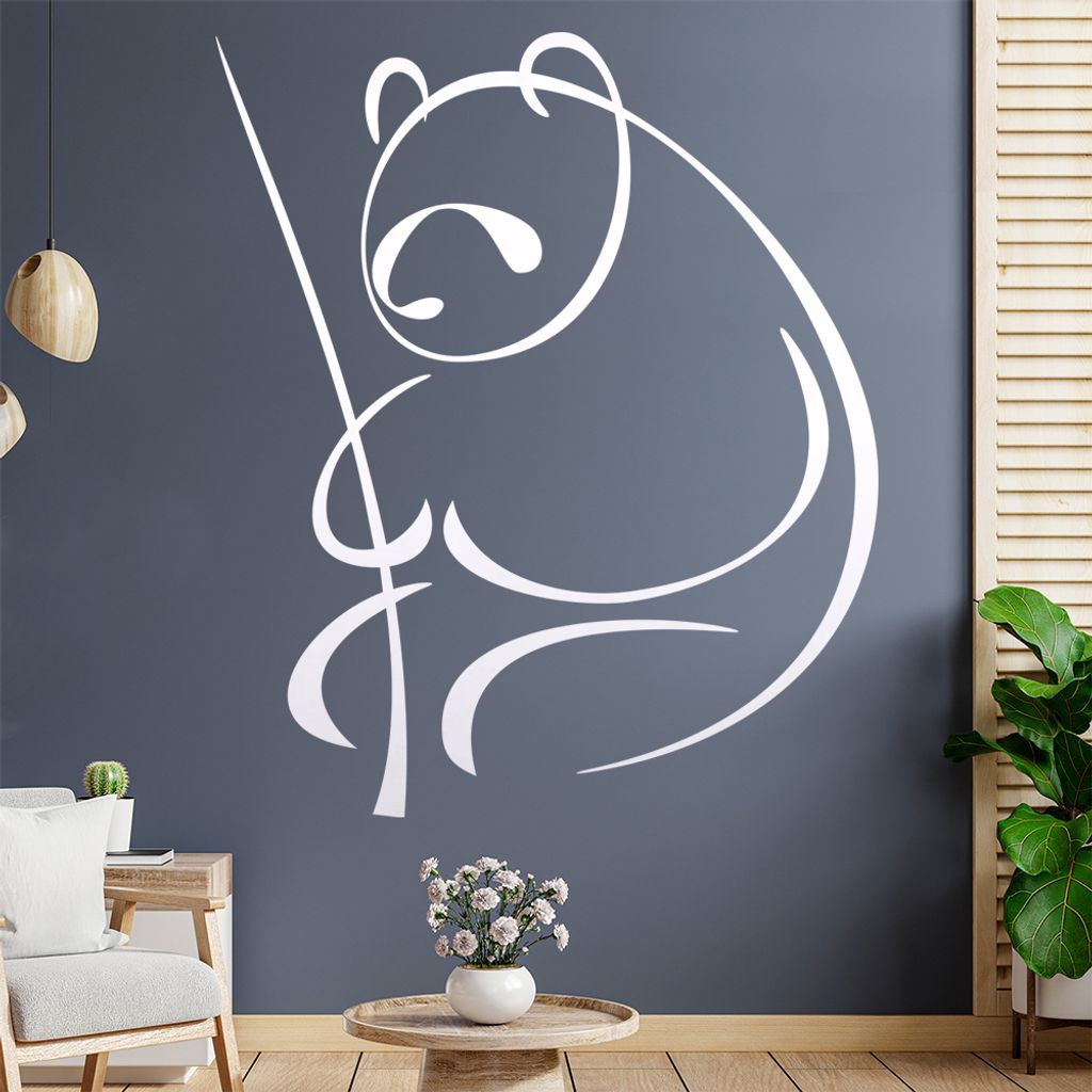 Panda Linien Wandtattoo in 6 Größen - Wandaufkleber Wall Sticker - Dekoration, Küche, Wohnzimmer, Schlafzimmer, Badezimmer