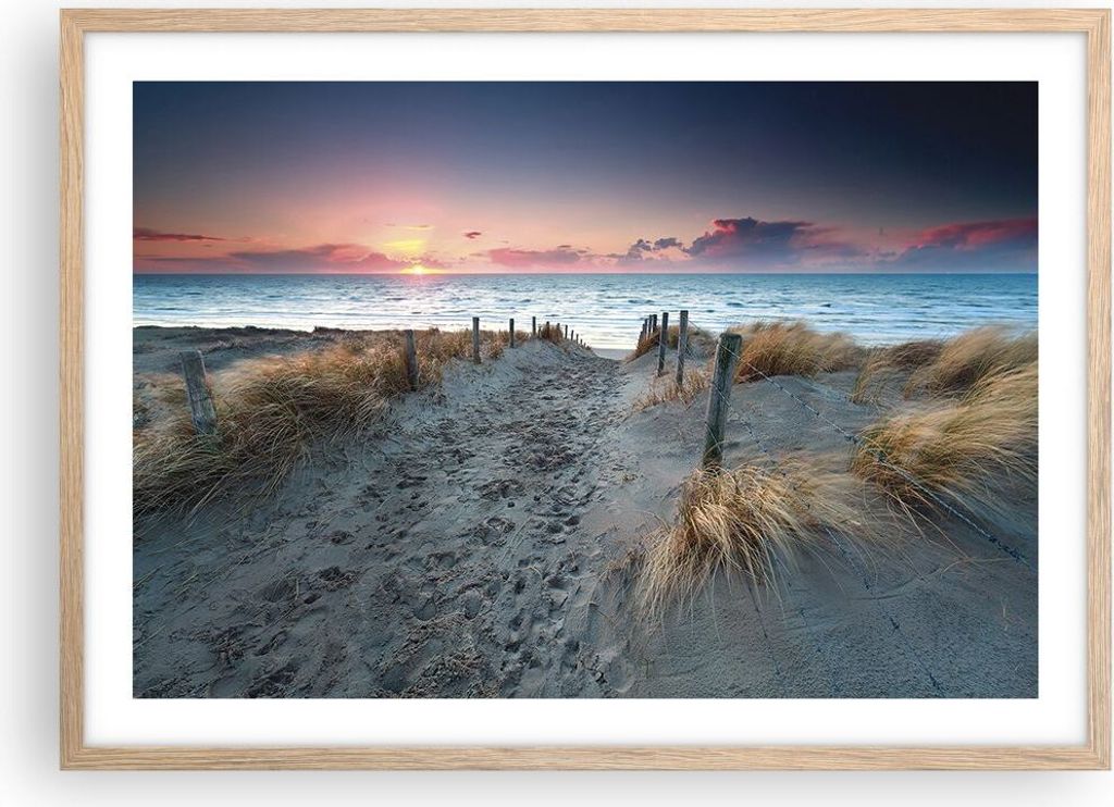 Gerahmtes Poster - Rahmen in heller Eiche - Strand Sand Produktbild 