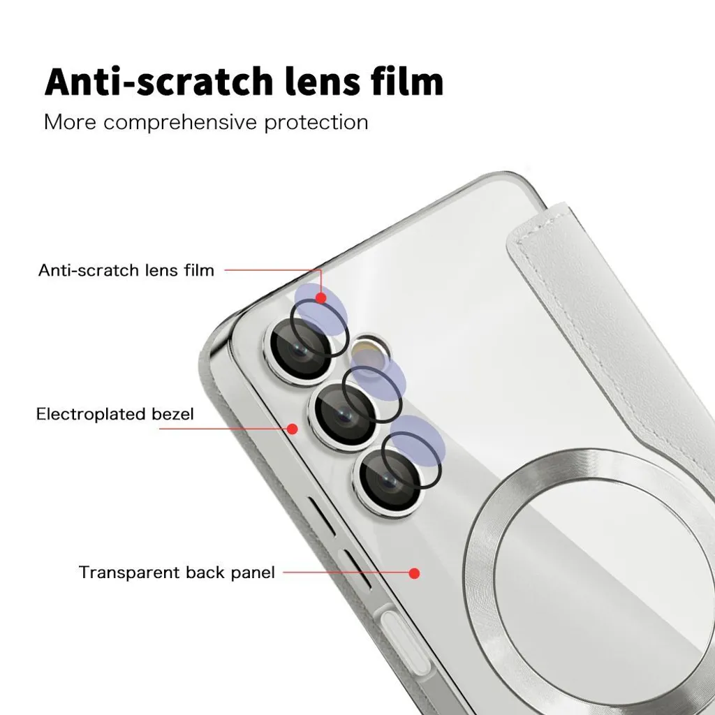Cover Samsung A05S Anti-Caduta con Portacarte e MagSafe Argento - 7