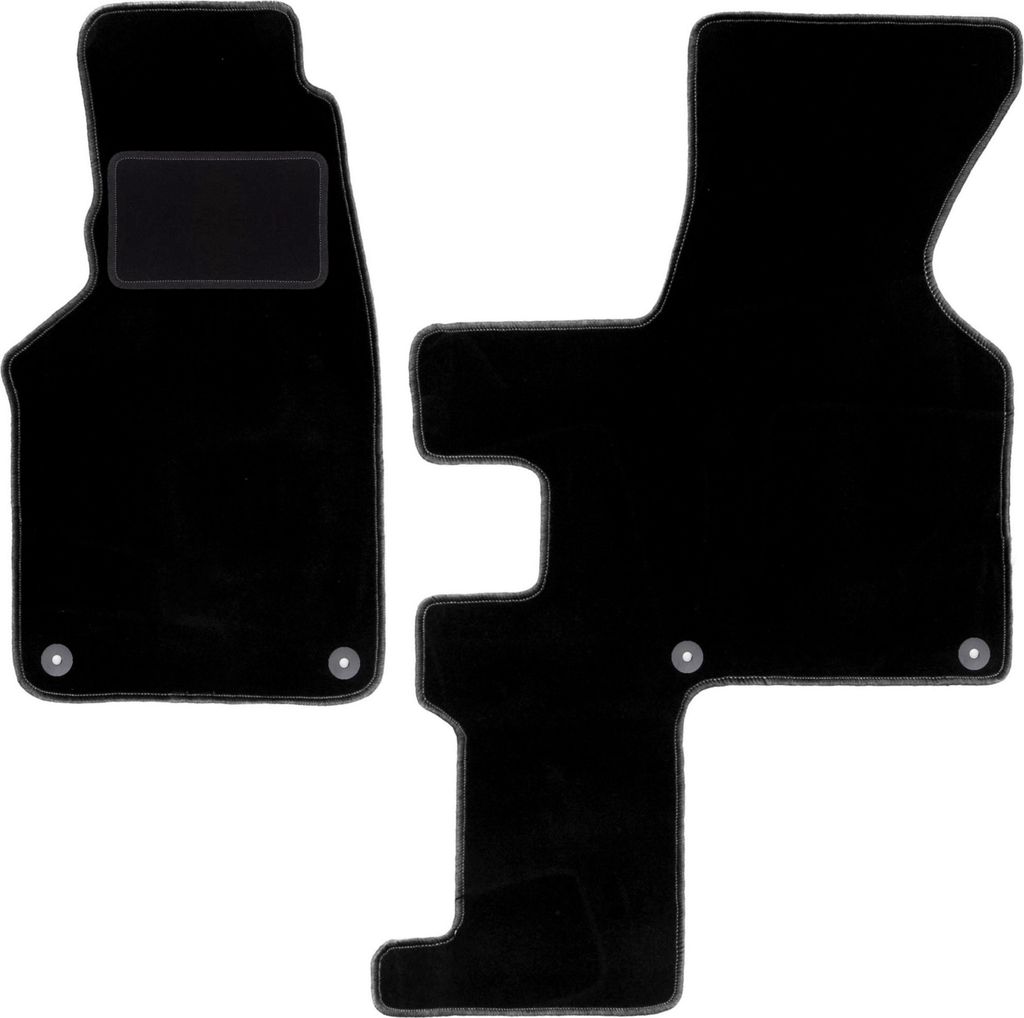 Velours-Fußmatten Vorne passend für Volkswagen Transporter T4 (Caravelle Handbuch, Bj. 1993-2001) – schwarz, passgenau, mit Befestigungen set ...