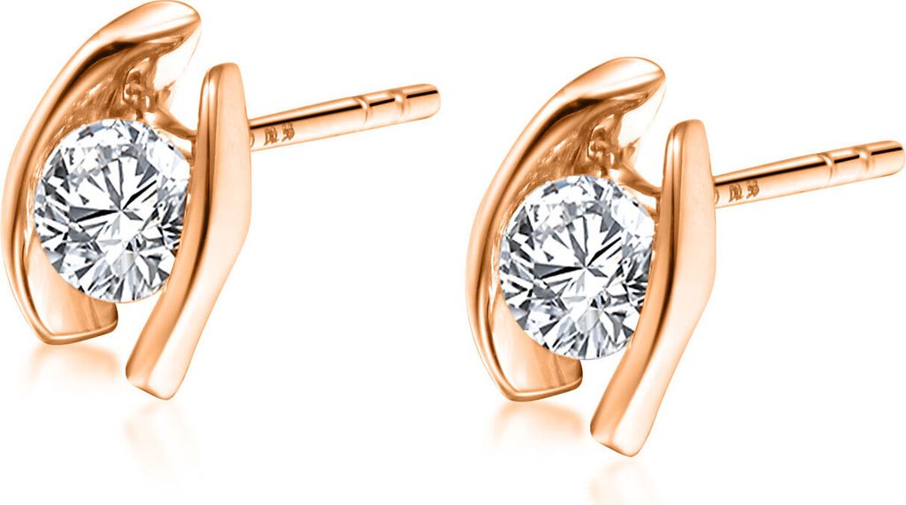 585er Rotgold Diamanten Ohrstecker Spannfassung 0,30 ct. Produktbild 