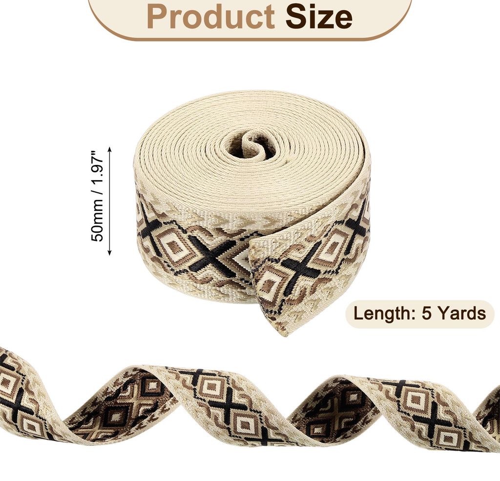 5 Yards Baumwollgurtband, 2 Zoll (50 mm) Jacquard-Gurtband-Stickerei-Polyestergurtb?nder Geldb?rse Gurt Gš¹rtel fš¹r Geldb?rse Tasche Handwerk ...