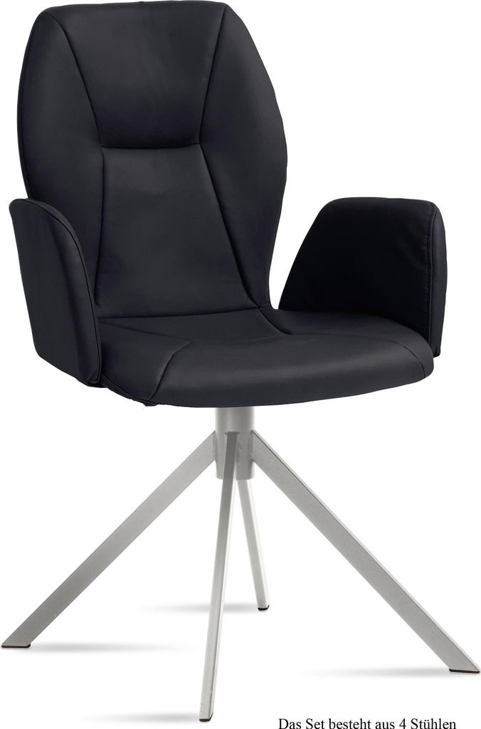 Armlehnstuhl (4er-Set) Dottie 58x92x60 Edelstahl/Anthrazit